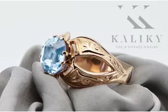 Ring Vintage style Aquamarine Original Vintage 14K Rose Gold vrc135r